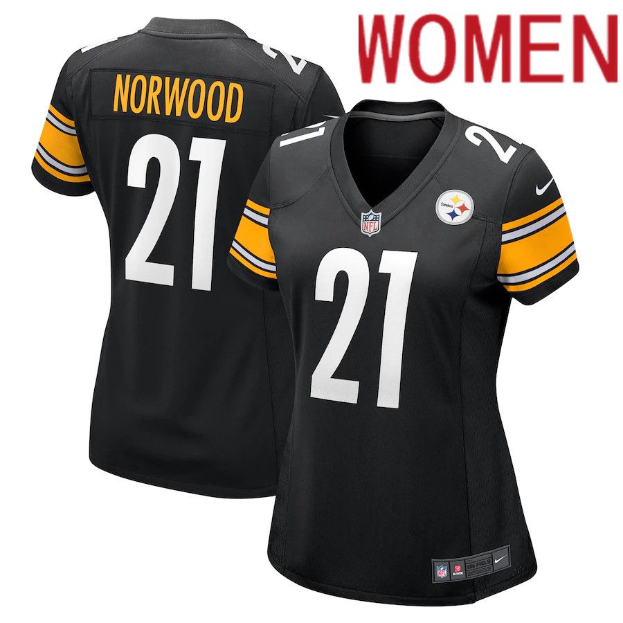 Women Pittsburgh Steelers 21 Tre Norwood Nike Black Game NFL Jersey